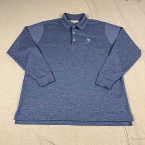 Donald Ross Polo Mens M Blue Long Sleeve Performance Golf VCC 1908 Logo